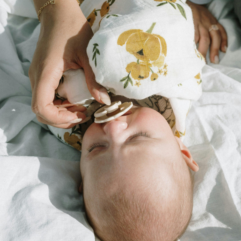 Organic Cotton Muslin Swaddle Blanket 2 Pack - Yellow Roses