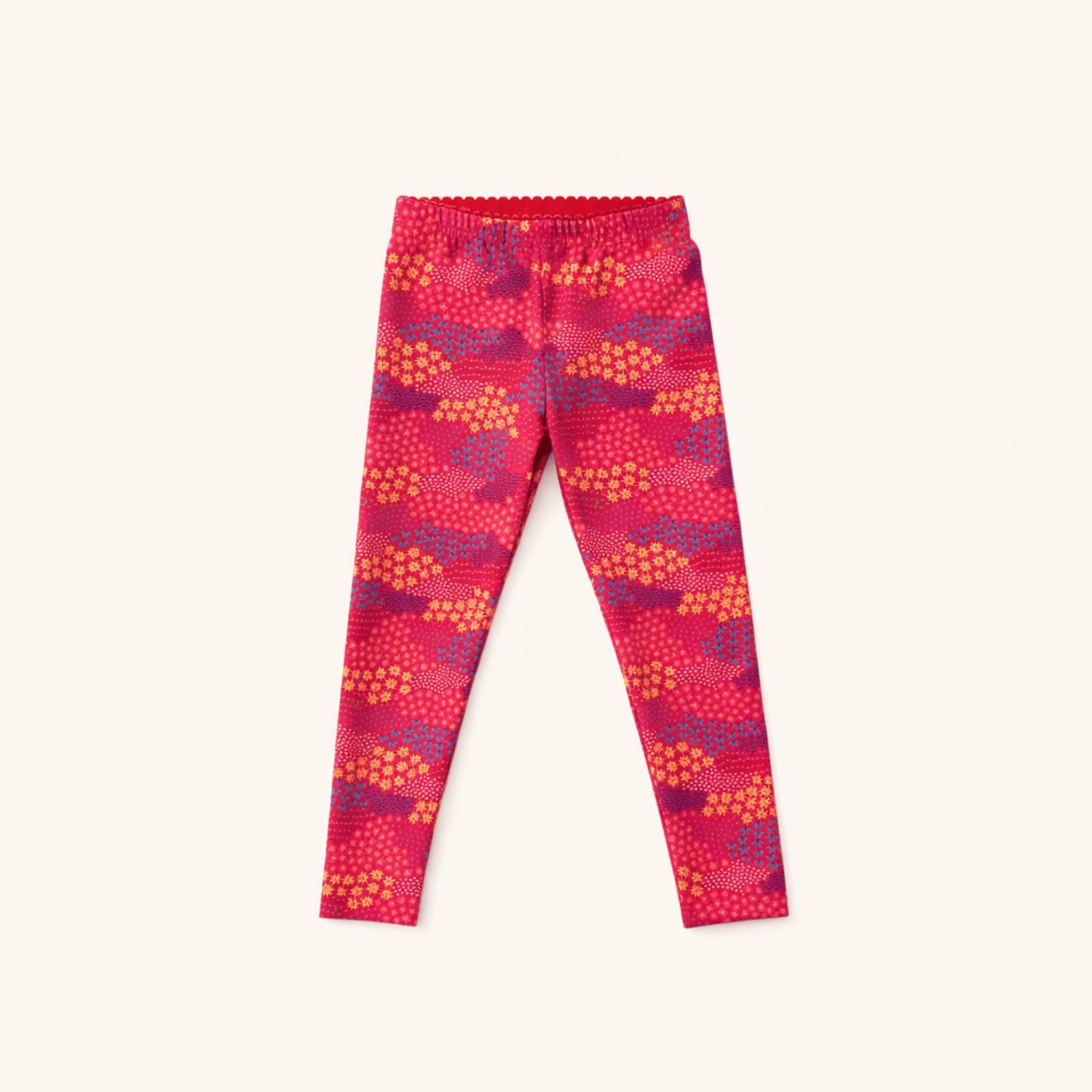 Nylon Leggings in Red Floral
