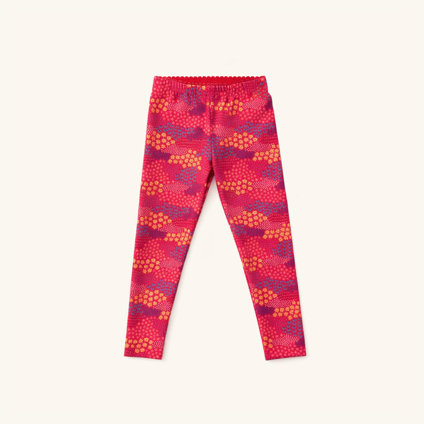 Nylon Leggings in Red Floral