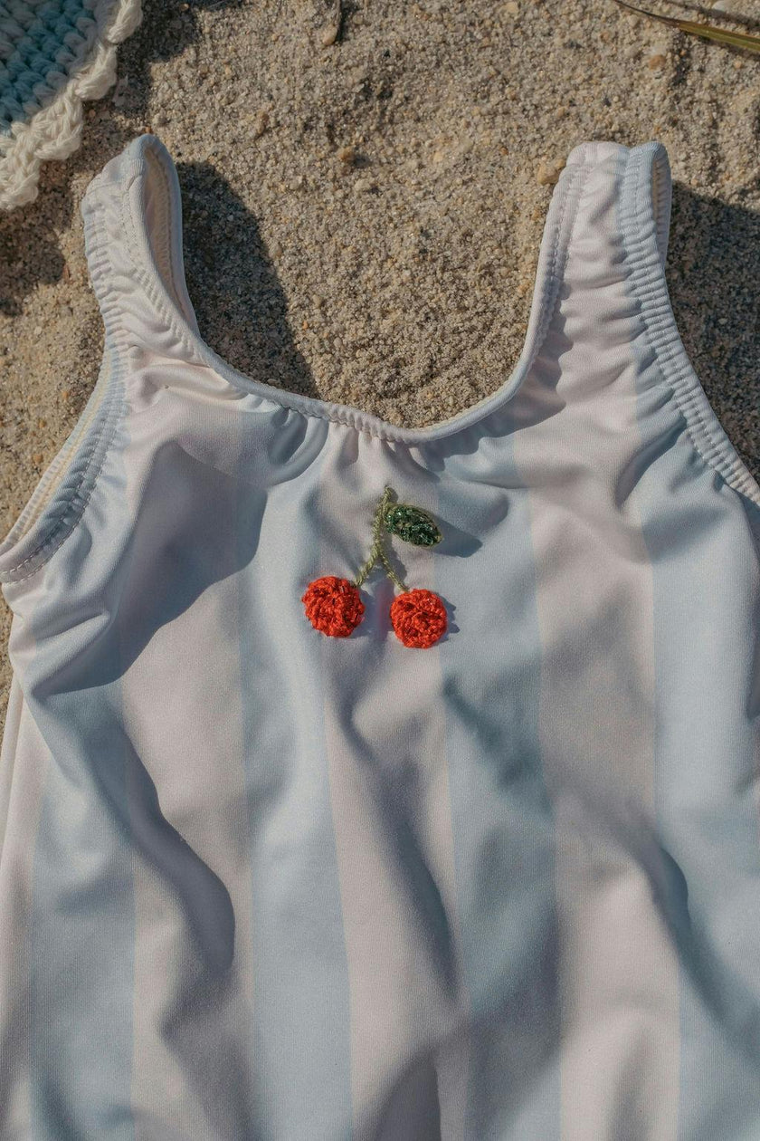 Cherry Swimsuit in Blue Striple