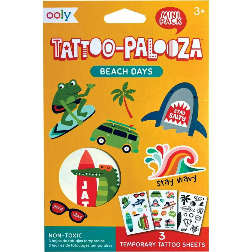 Tattoo Palooza Temporary Tattoos Mini Pack - Beach Days - 3 Sheets
