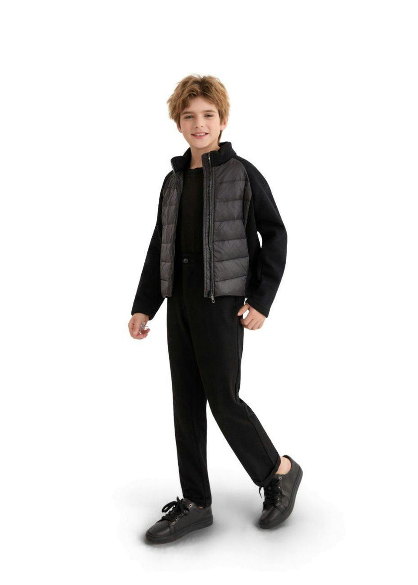 Black Quilted Zip Jacket