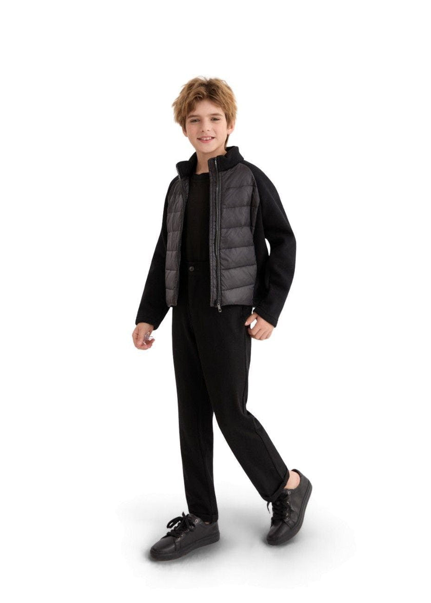 Black Quilted Zip Jacket