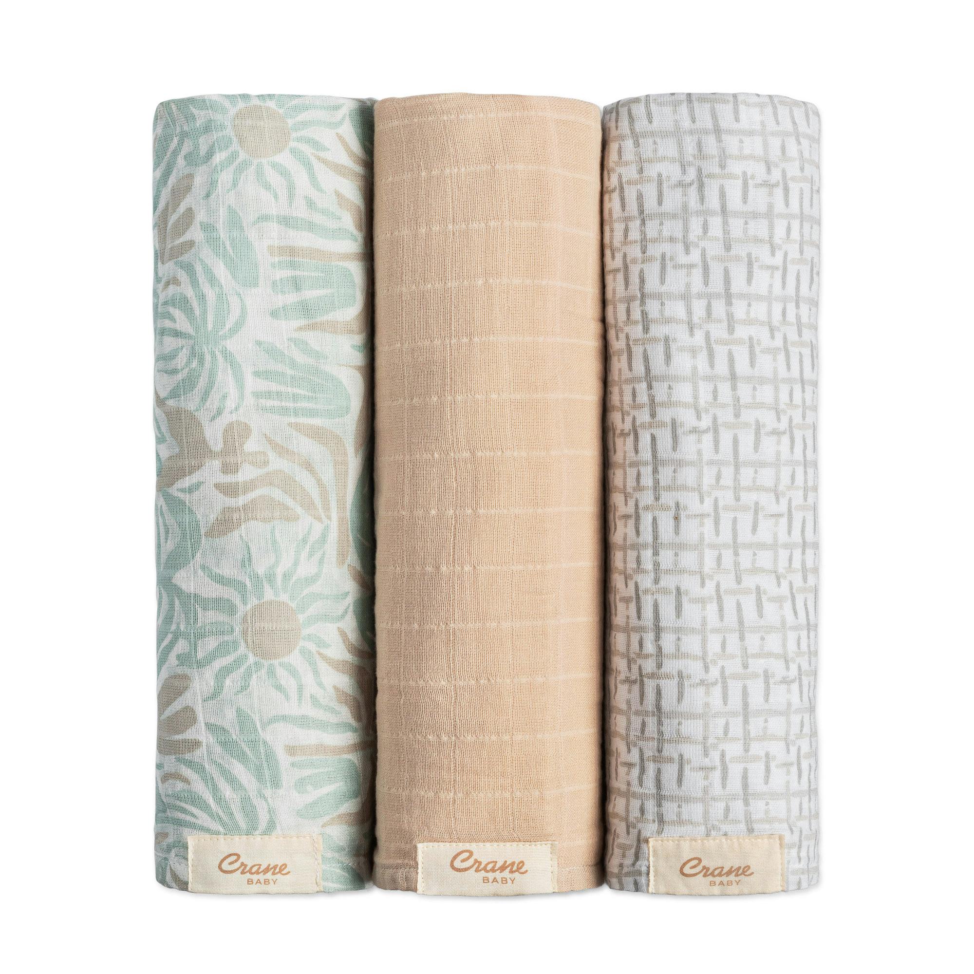 Cove Cotton Muslin Swaddle Blanket Set (Beach, Set of 3)