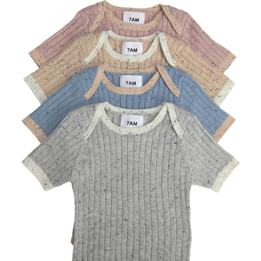 Ribbed Knit Short Sleeve Retro Bodysuit