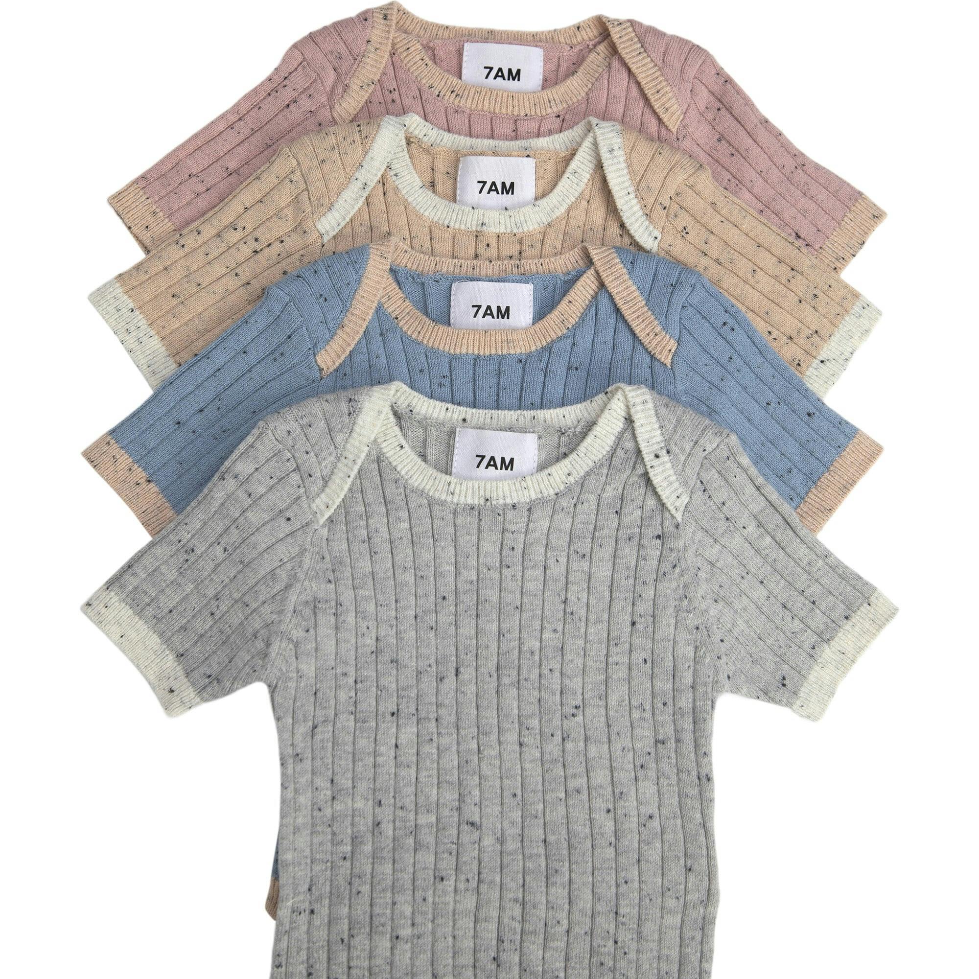 Ribbed Knit Short Sleeve Retro Bodysuit