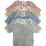 Ribbed Knit Short Sleeve Retro Bodysuit
