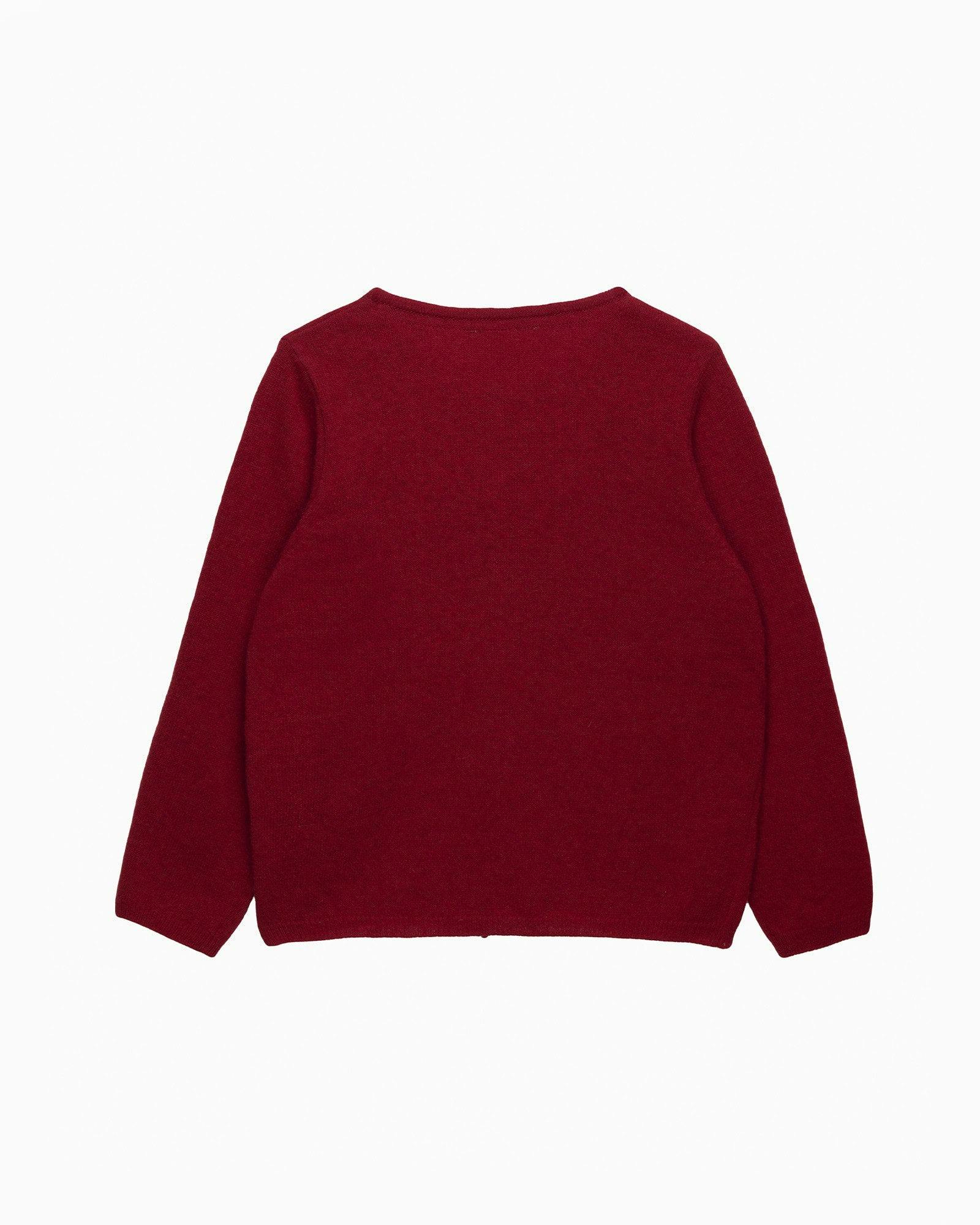 Velvet Bow Cardigan in Red