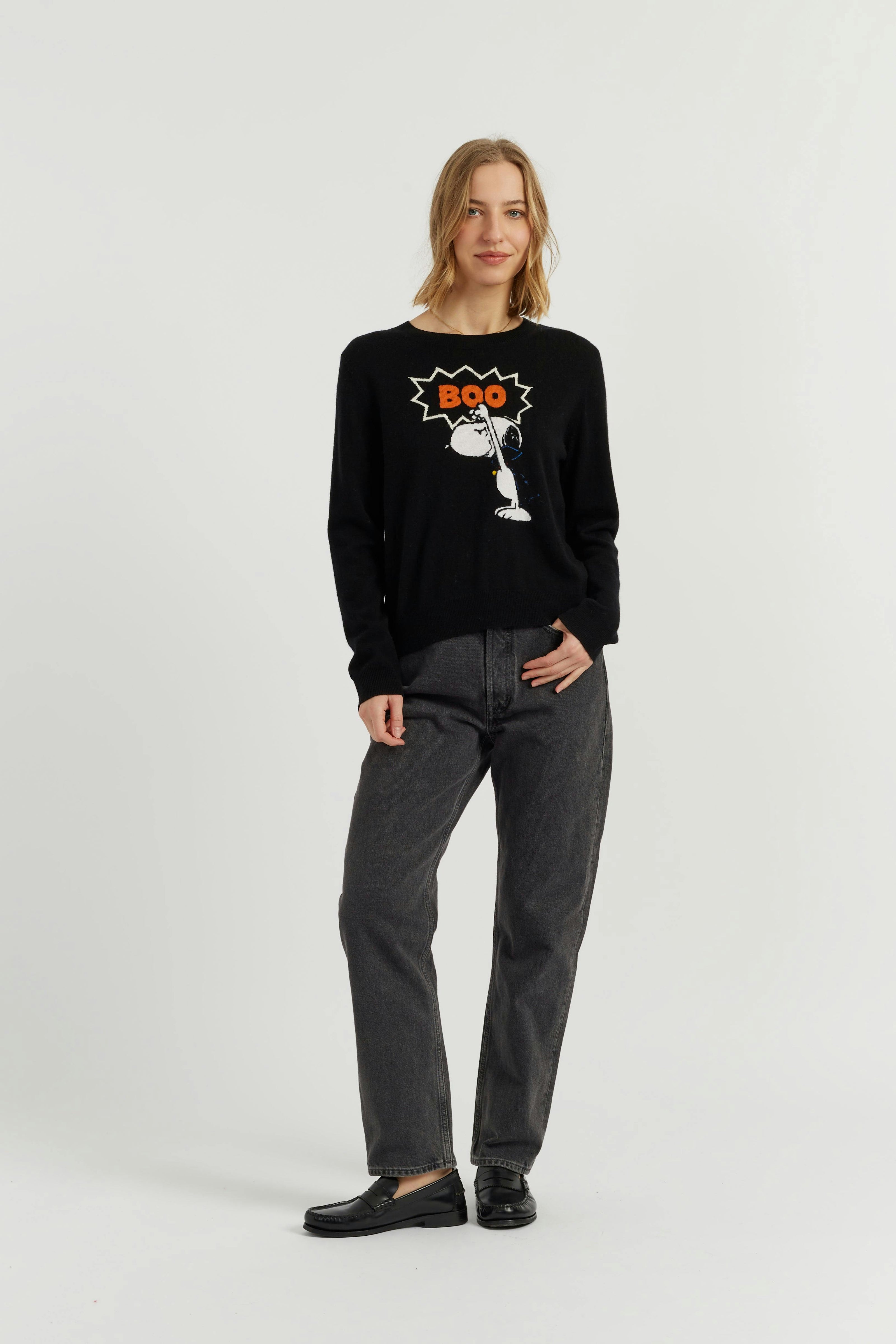 Wool-Cashmere Snoopy Boo Sweater