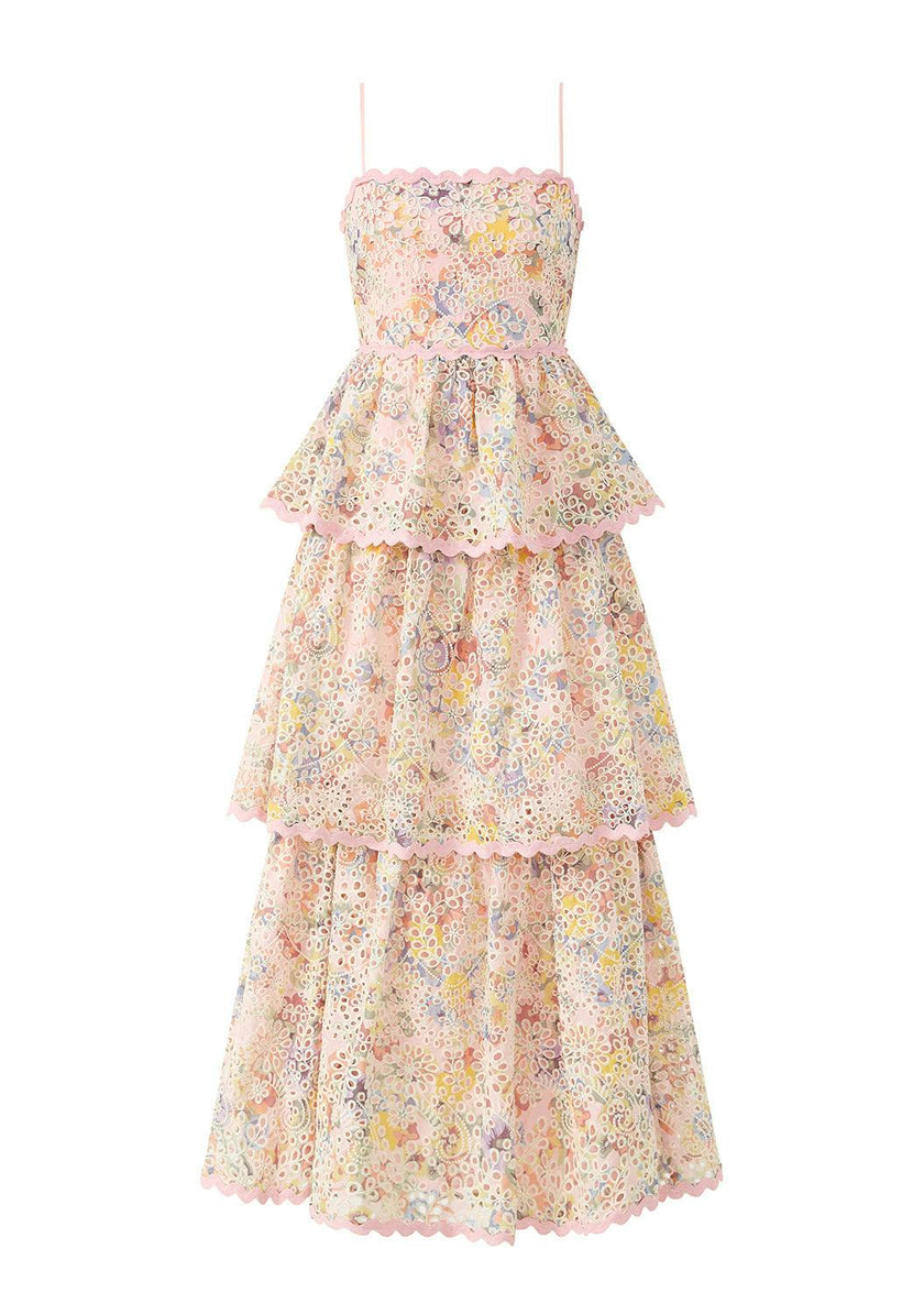 Alanna Frill Embroidered Maxi Dress (Women)
