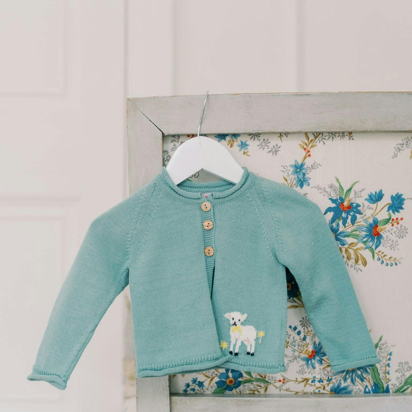 Sage Green Eden Cotton Baby Cardigan