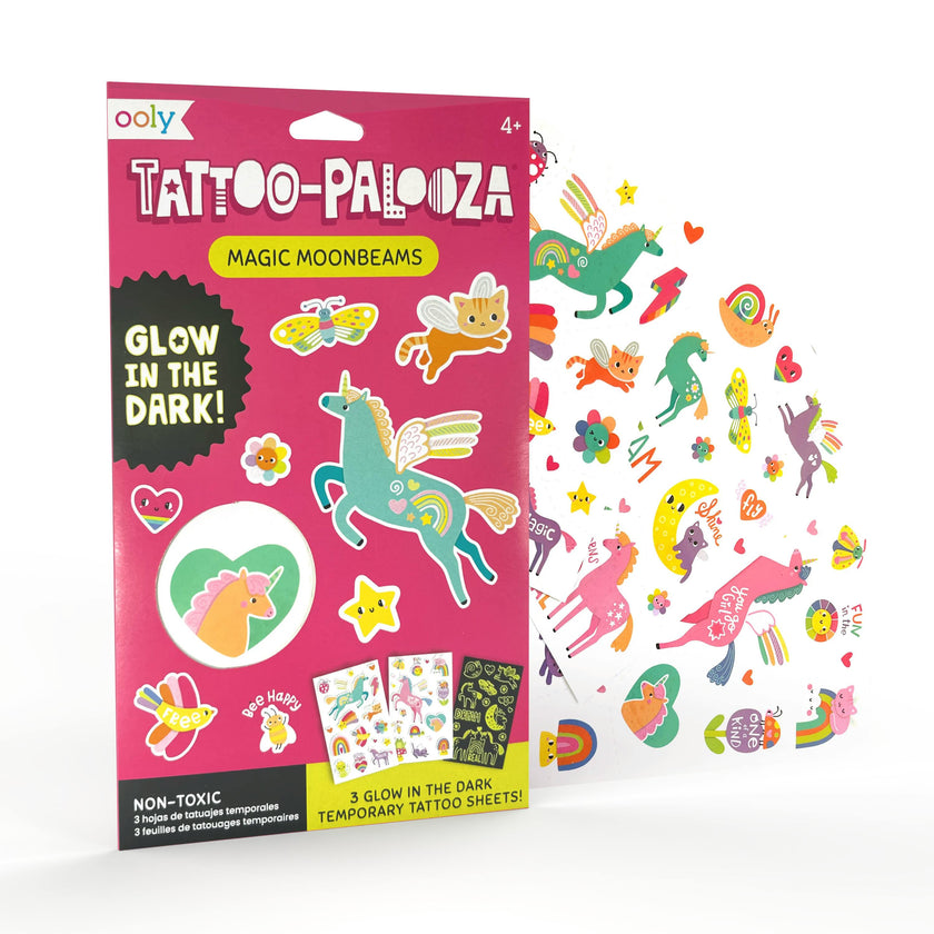 Tattoo-Palooza Glow in the Dark Temporary Tattoos - Magic Moonbeams - 3 Sheets