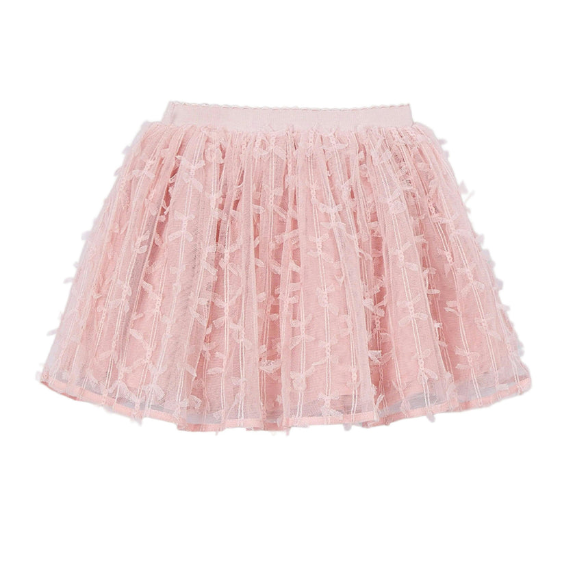 Pink Tulle Skirt With Layered Texture