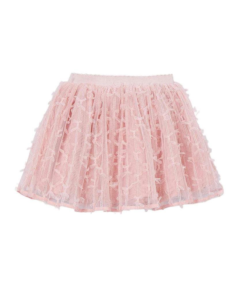 Pink Tulle Skirt With Layered Texture
