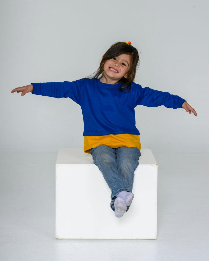 Long Sleeve Blue & Yellow Layered T-shirt