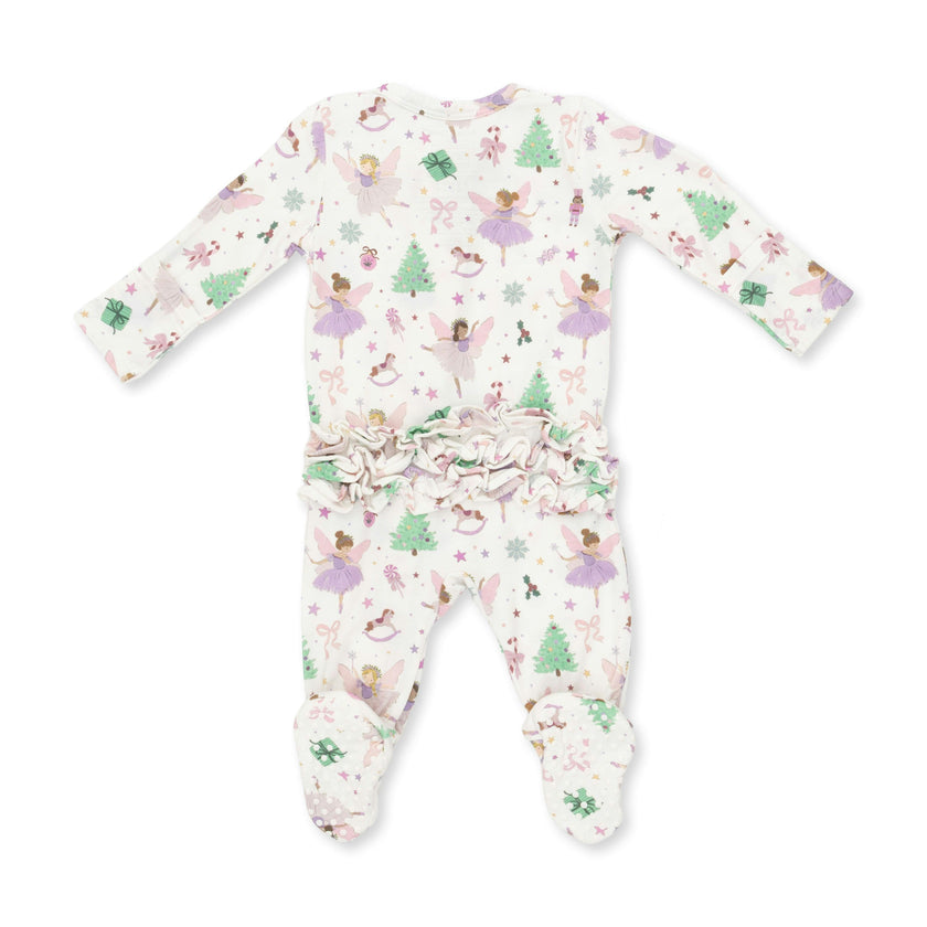 Sugar Plum Fairies - 2 Way Ruffle Back Zipper Footie