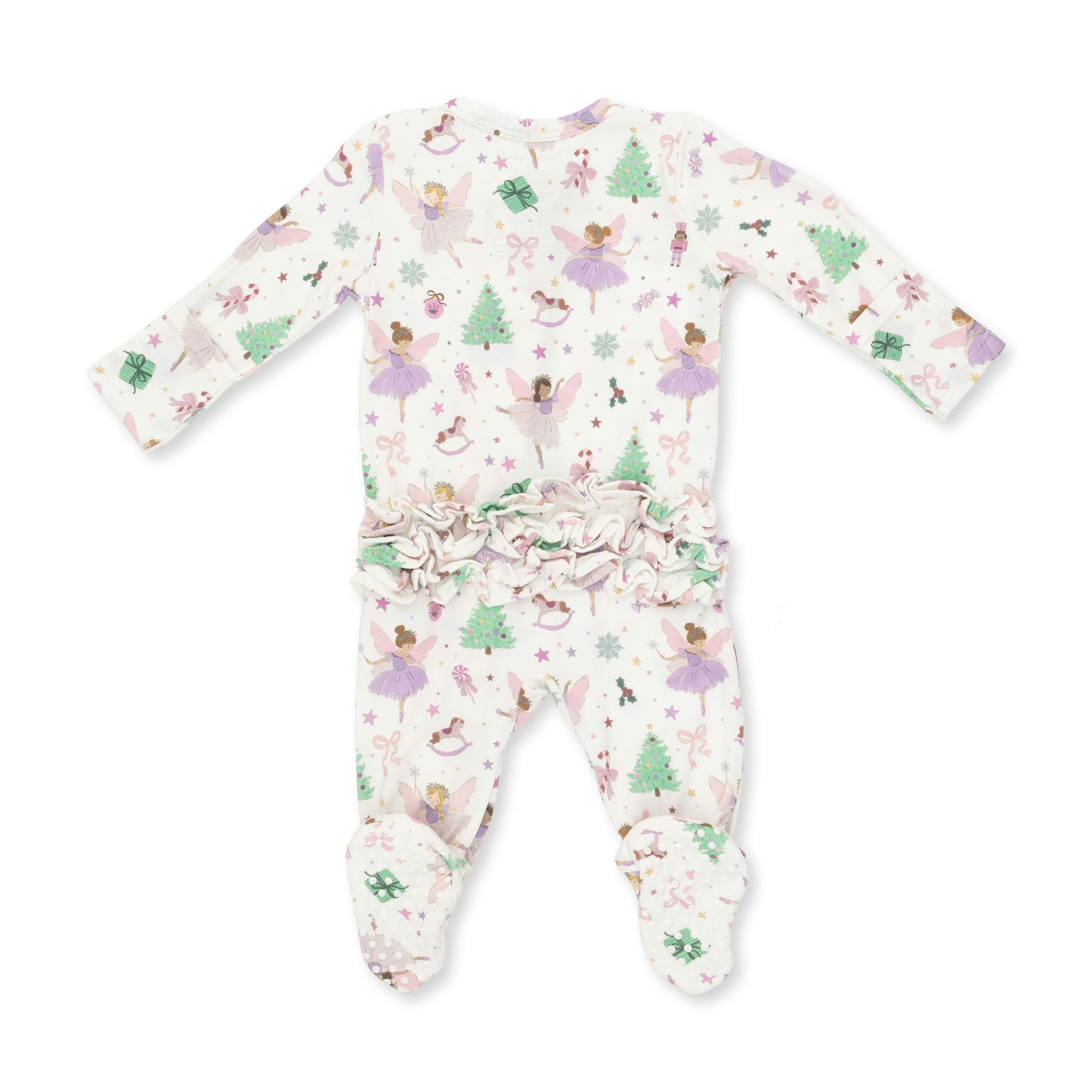 Sugar Plum Fairies - 2 Way Ruffle Back Zipper Footie