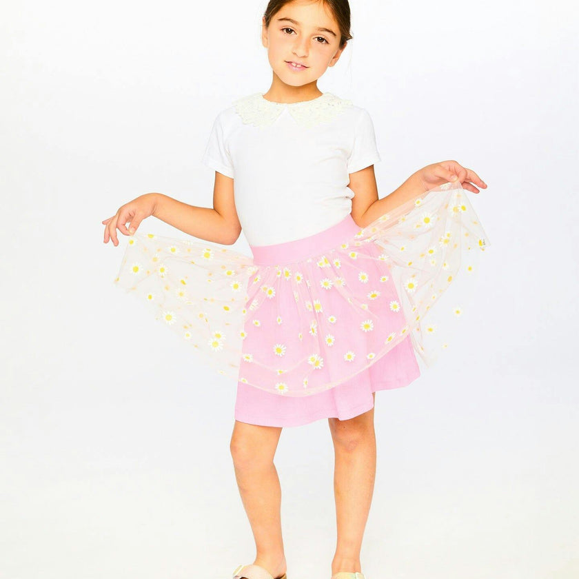 Mesh And Crinkle Jersey Skirt