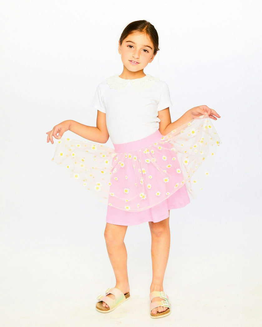 Mesh And Crinkle Jersey Skirt