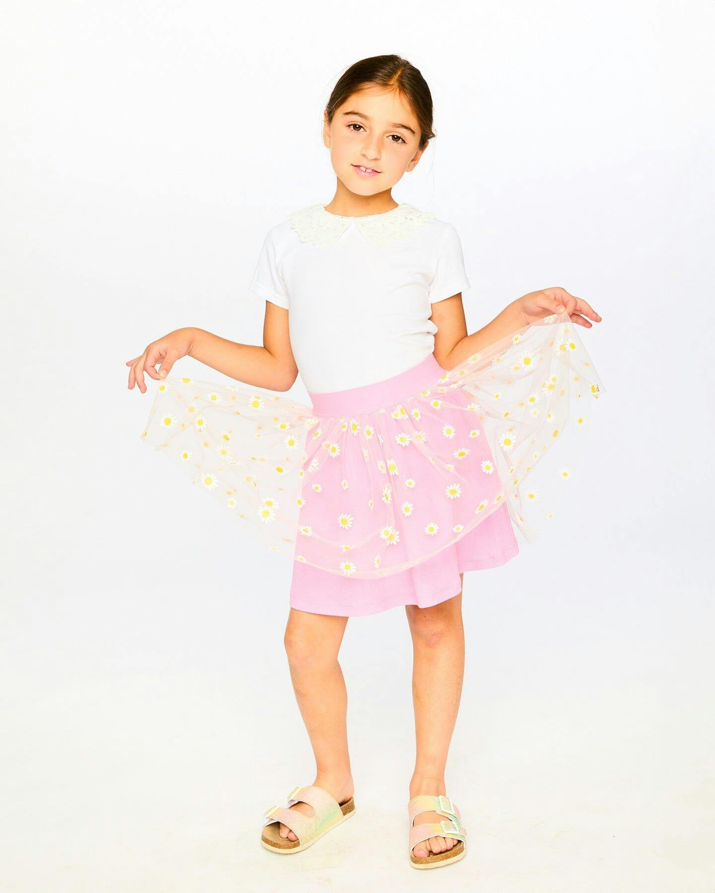 Mesh And Crinkle Jersey Skirt