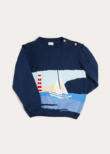 Seaside Postcard Knitted Jumper in Navy (18mths-6yrs)