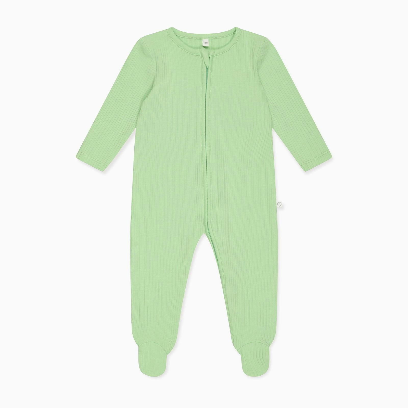 Ribbed Clever Zip Footed Baby Pajamas