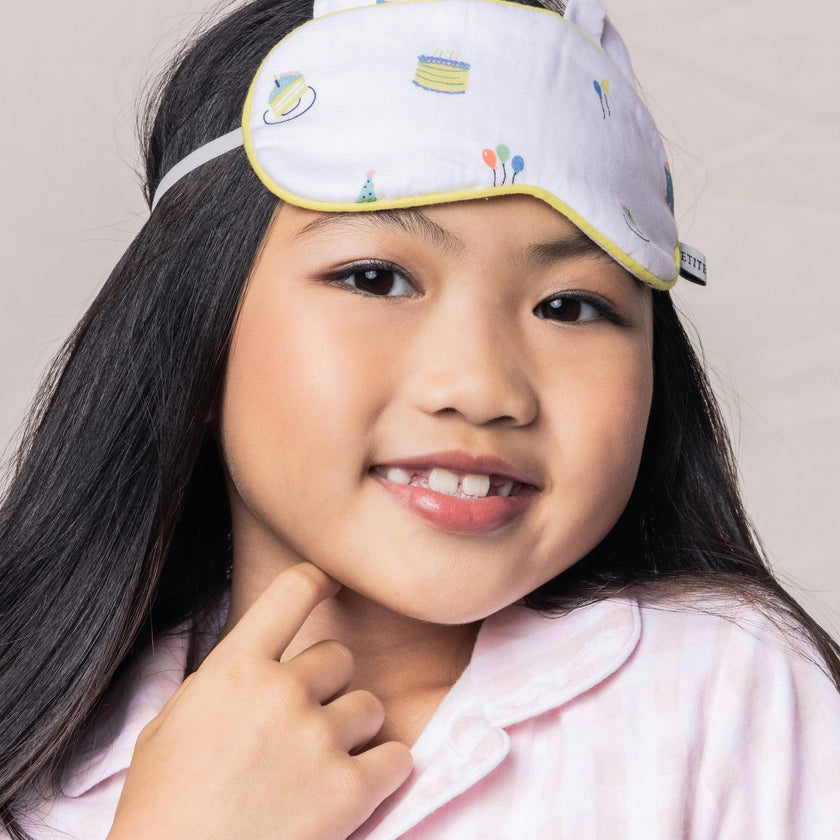 Kid's Twill Kitty Sleep Mask in Birthday Wishes