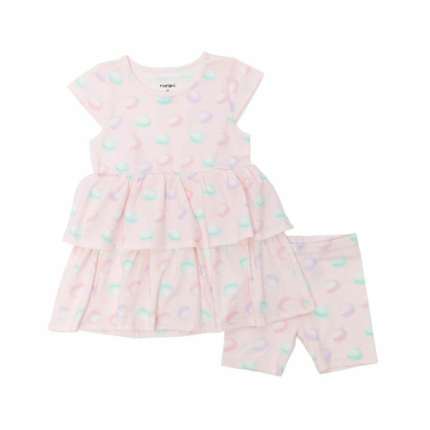 Round Neck 2-Layered Dress With Matching Shorts