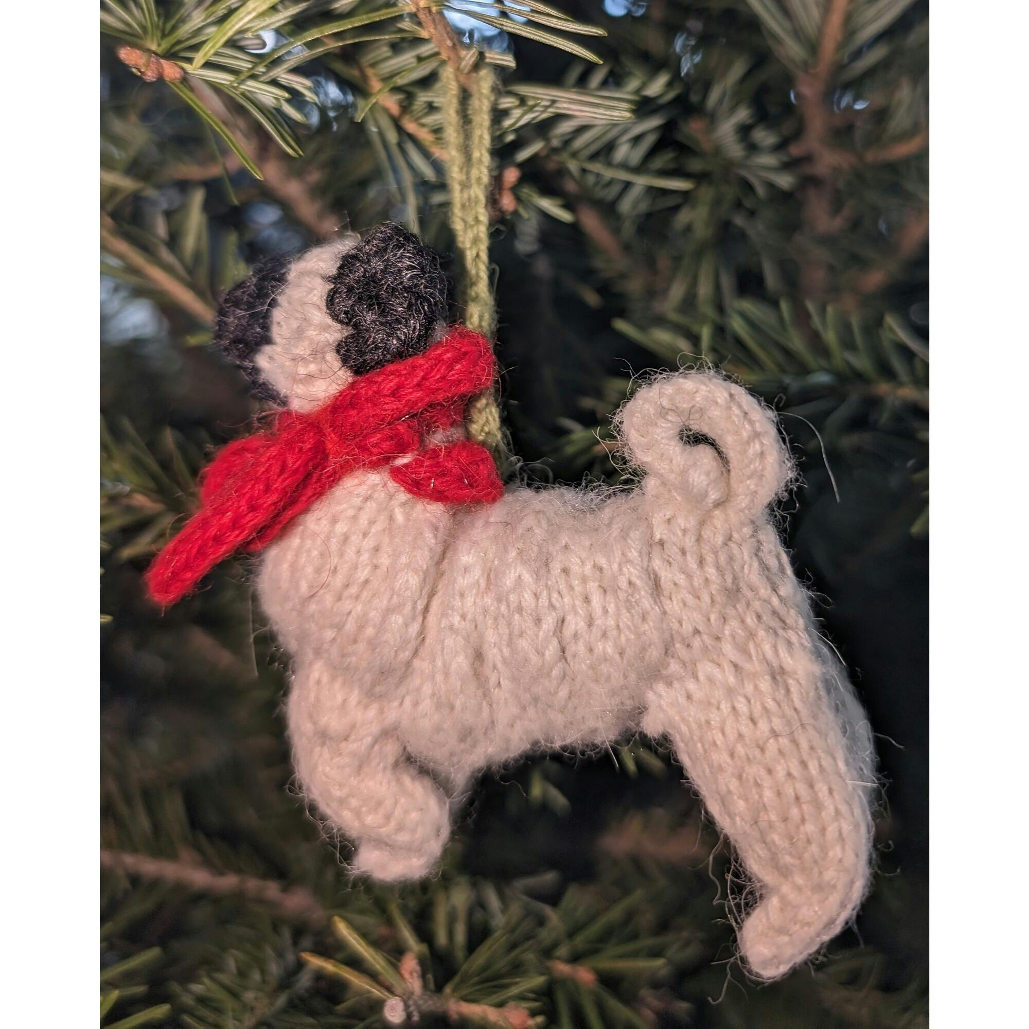 Pug Dog Hand Knit Christmas Ornament Arcadia Home