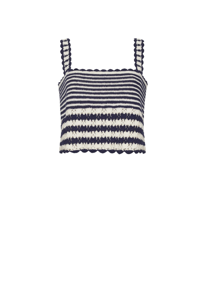 CARIA STRIPE CROCHET TOP