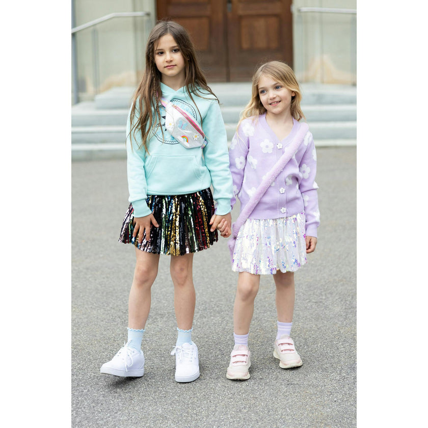 Sequins Skirt with Satin Waistband