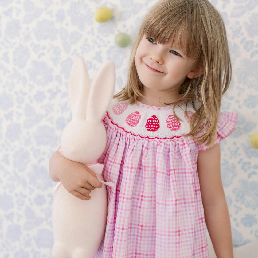 Pink Easter Egg Smocked Dress