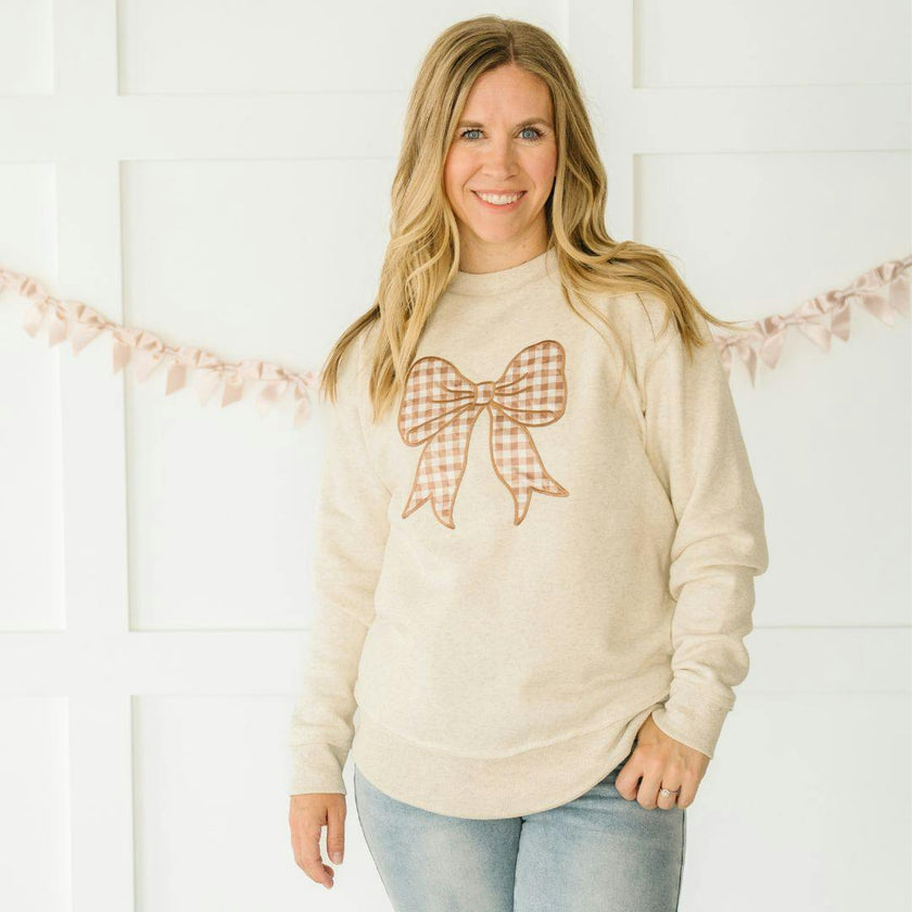 Gingham Bow Patch Women's Sweatshirt