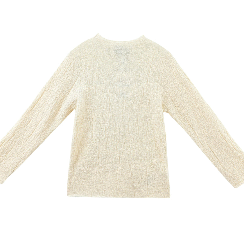Cream Ribbed Sweater with Lace Skirt