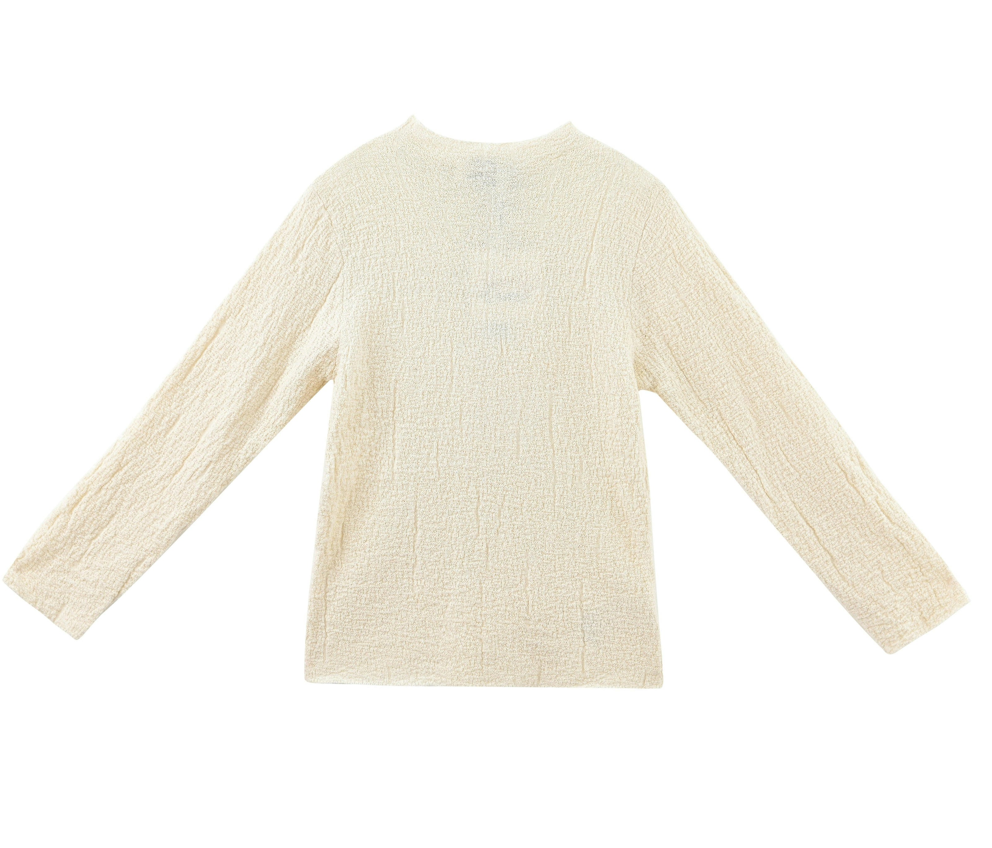 Cream Ribbed Sweater with Lace Skirt