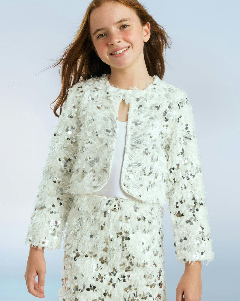 Chrissy Feather Sequin Jacket