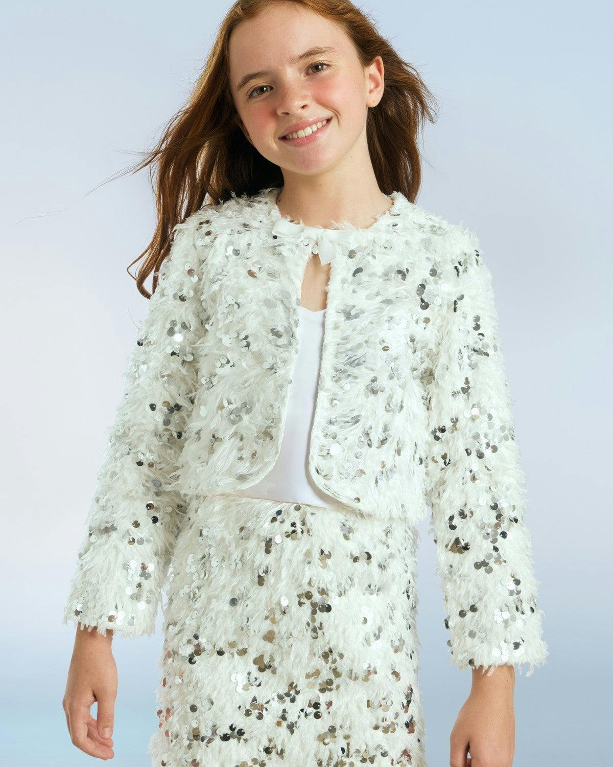Chrissy Feather Sequin Jacket