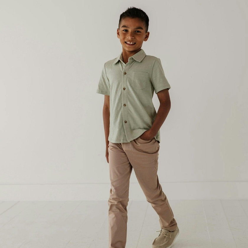 Boy's Collar Button Shirt Desert Sage