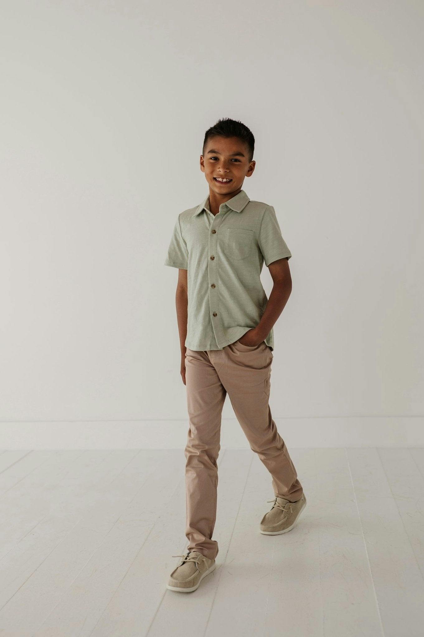 Boy's Collar Button Shirt Desert Sage