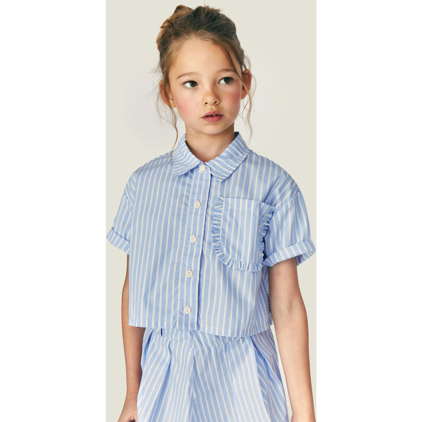 Mipounet SS26 Sia Popelin, Shirt Ecru Blue