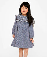 Sara Dress, Marine Tiny Check
