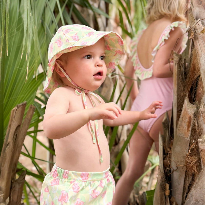 Wick One-Piece in Yellow with Pink Bougainvillea