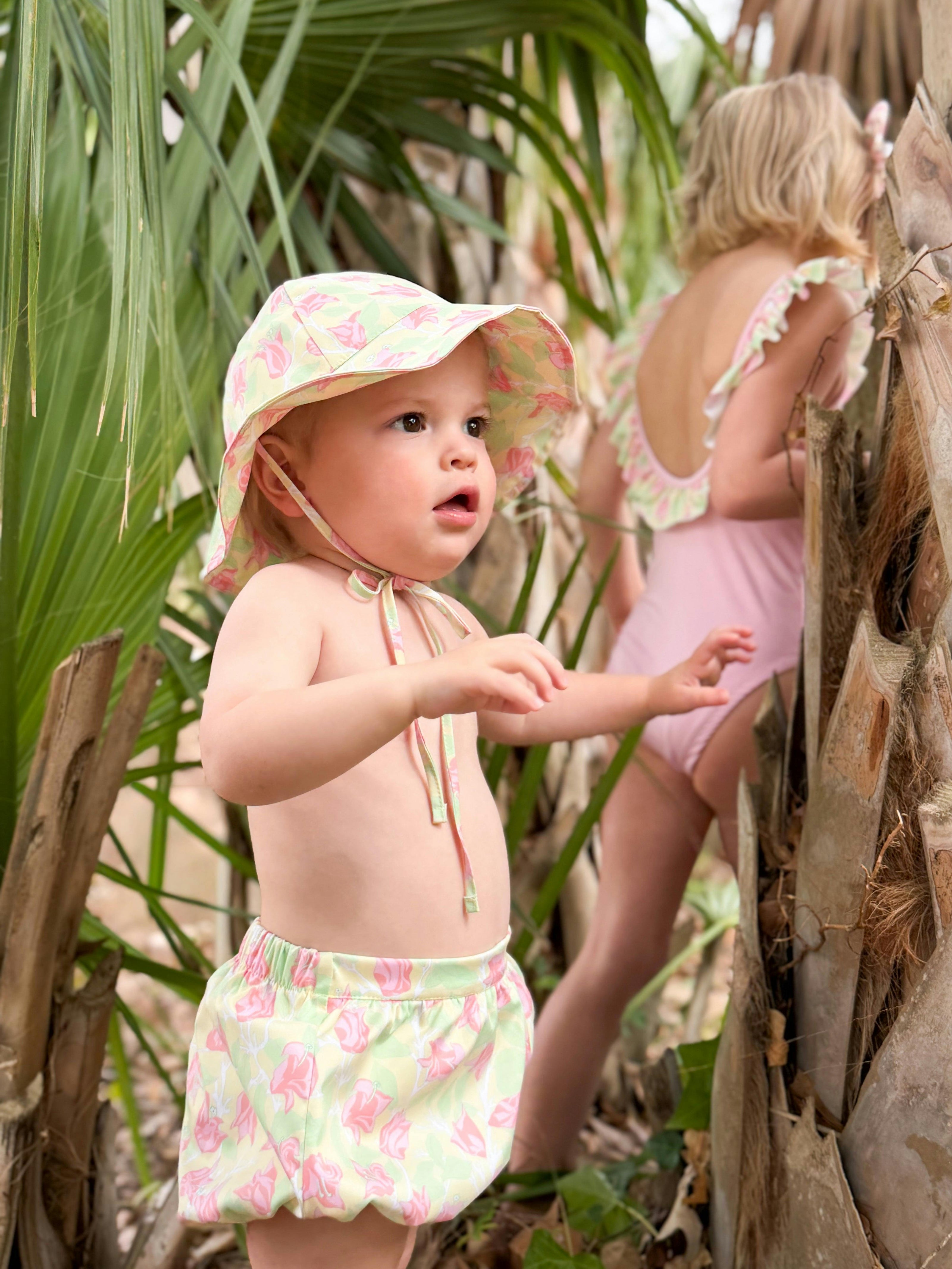 Wick One-Piece in Yellow with Pink Bougainvillea