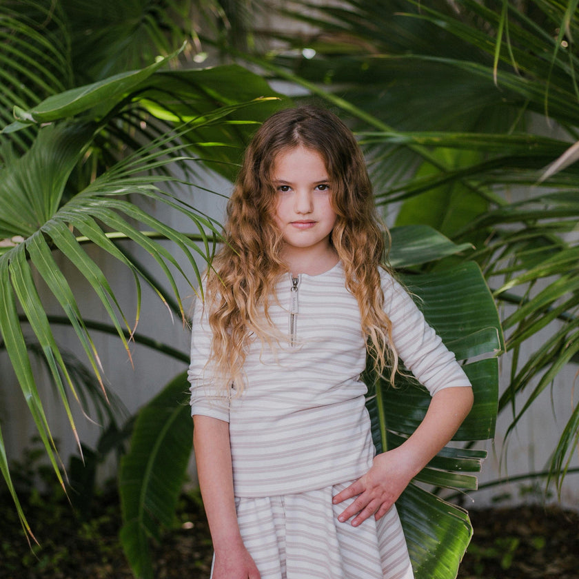 Horizontal Striped A-Line Short Skirt