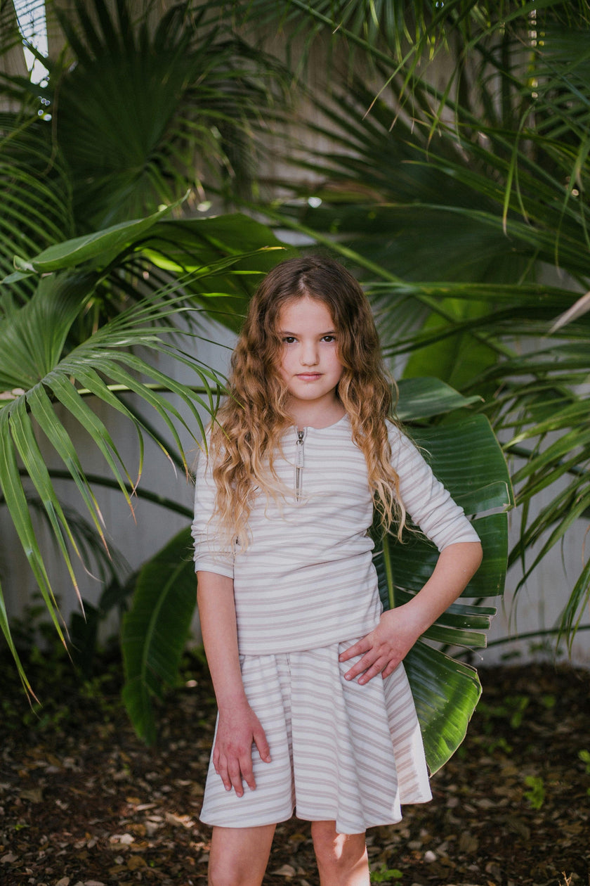 Horizontal Striped A-Line Short Skirt