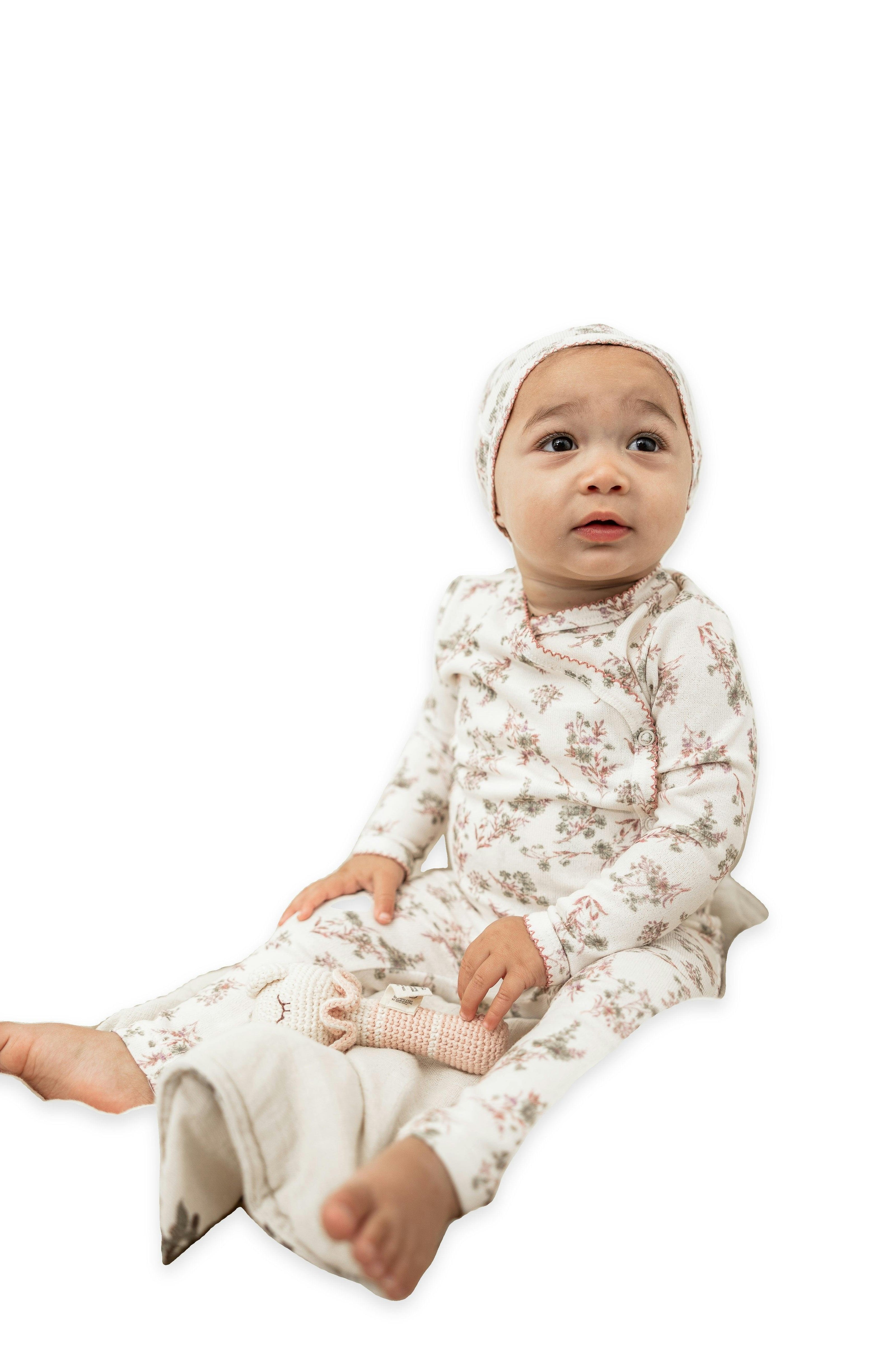 Flower Print Knit Onesie set