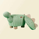 Handcrafted- Dinosaur Storage Basket Mint Green (Large) - Rattan Wicker
