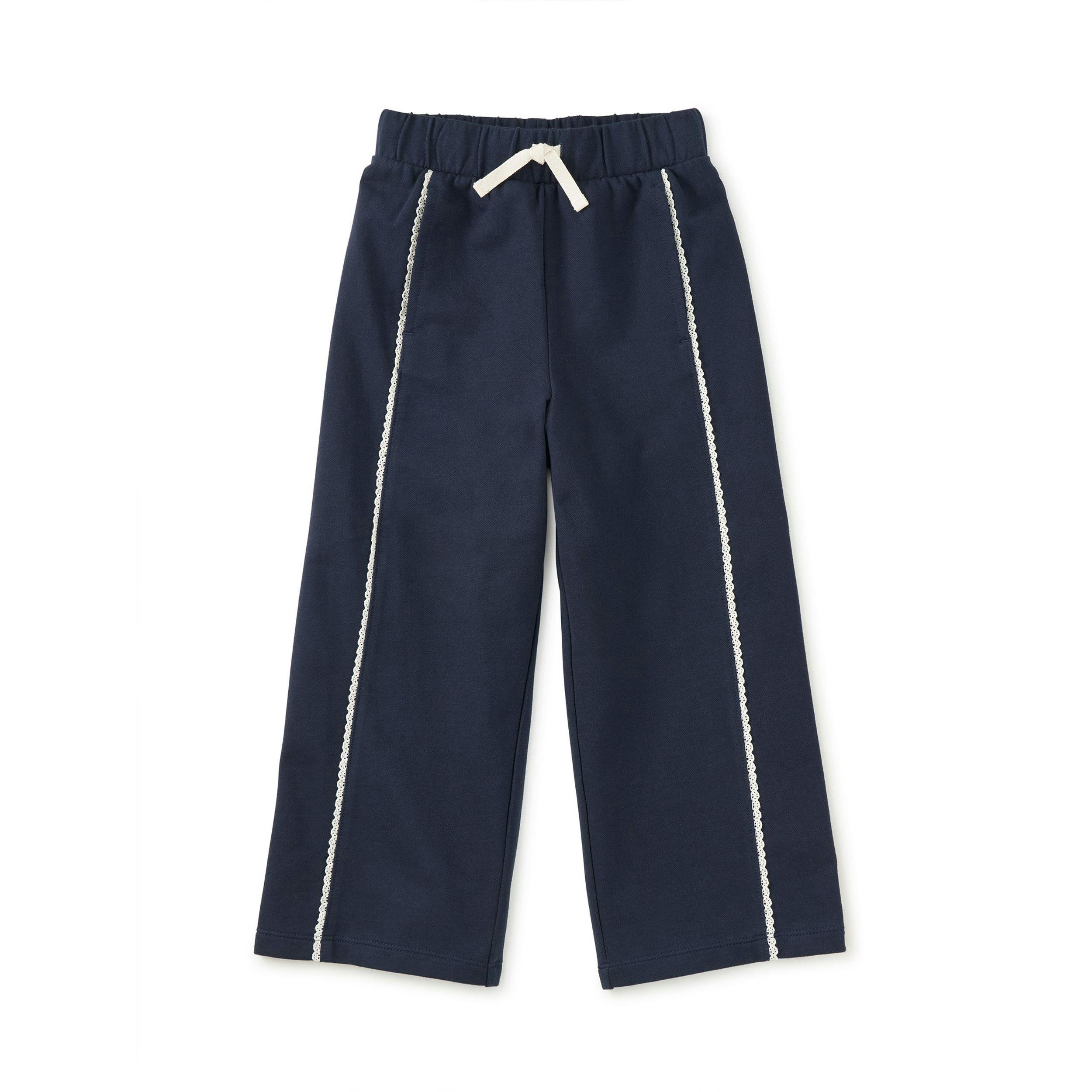 Lace Trim Track Pants, Indigo