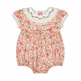 Celestine Red Floral Smocked Romper
