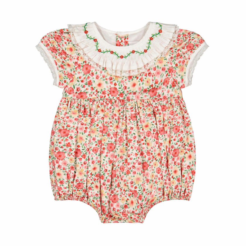 Celestine Red Floral Smocked Romper